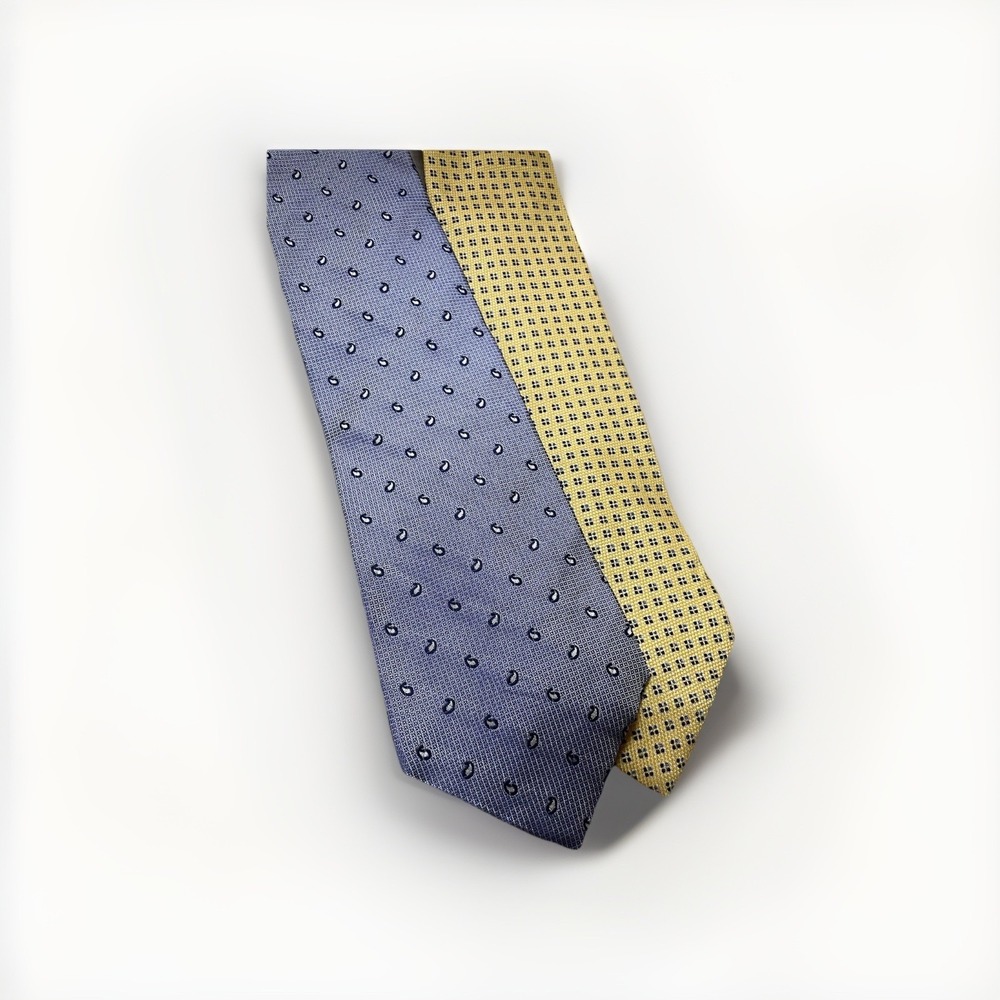 Vintage Tommy Hilfiger 100%β Silk Gold Blue Ties 57" 56.5"